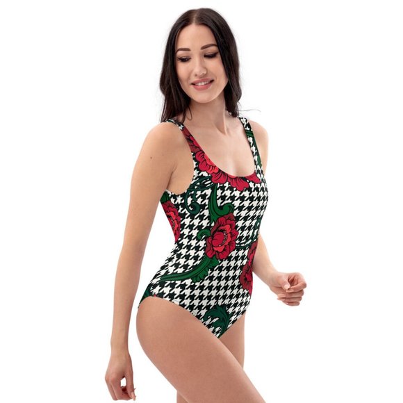 Flowery women's Over-all One Piece Swimsuit (Customizable) - Picture 5 of 6